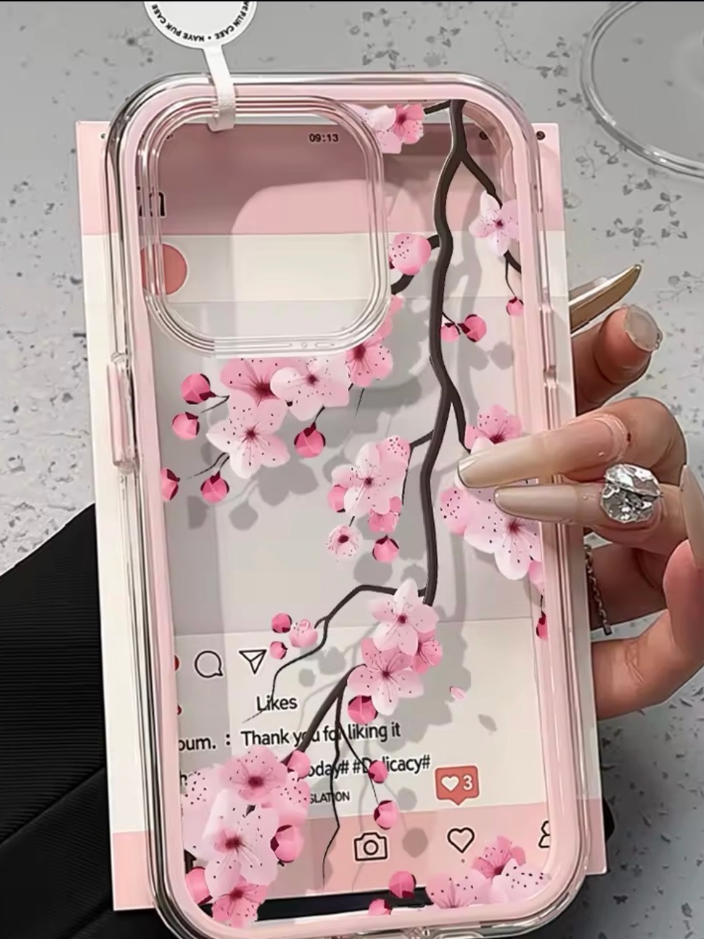Pink Cherry Blossom Clear Phone Case - Compatible Cell Phone Accessory